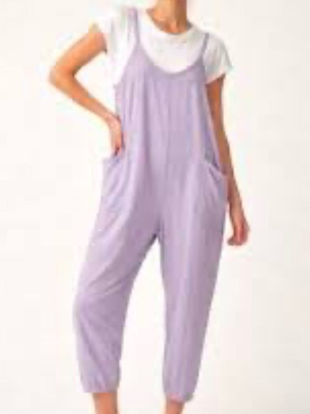 Sundry Lavender Scoop-Neck Relaxed Jumpsuit